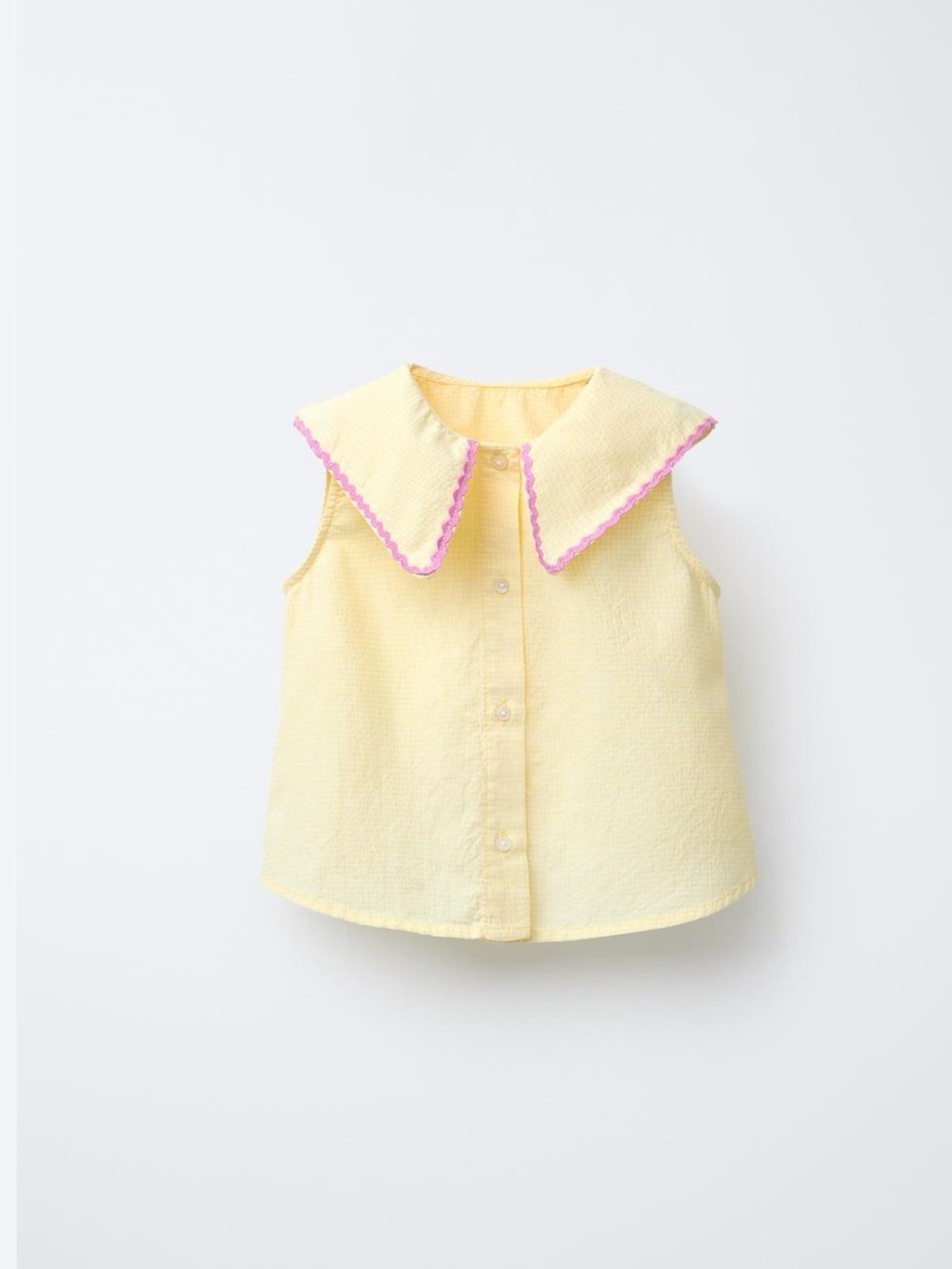 NWT! Zara Girl’s Pale Yellow Top with Pink Wavy Trim - Size 3T
